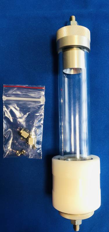 Cartucho de acrilico de purificador de gases con conectores 1/8 acero inoxidable